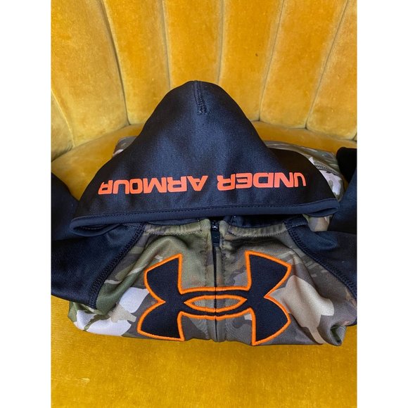 UNDER ARMOR JACKET 18 Mo.- Camo Black Orange Hooded Zipper - Excellent Condition - Picture 4 of 9